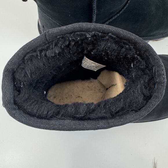 UGG Essential Mini Boots 8 Black Suede Rear Pull Tab Pull-On Ankle Boot 1115030 - Picture 6 of 9